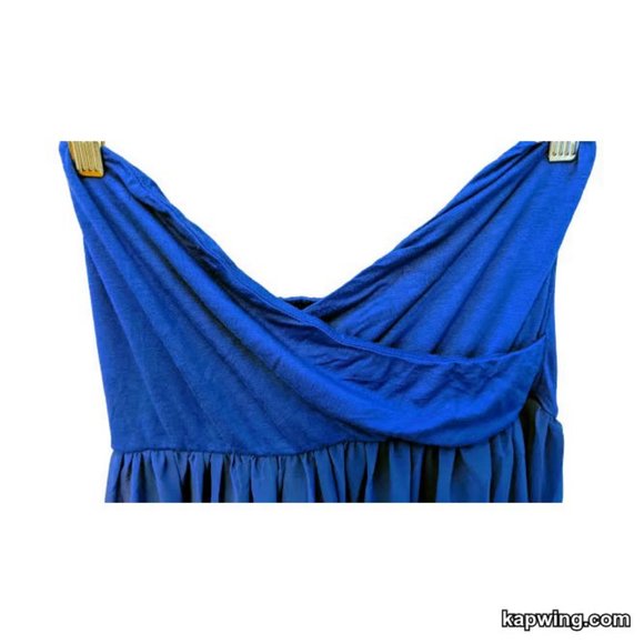Strapless Royal Blue Sheer Long Maxi Length Dress Overlay Cover Up - Picture 8 of 11